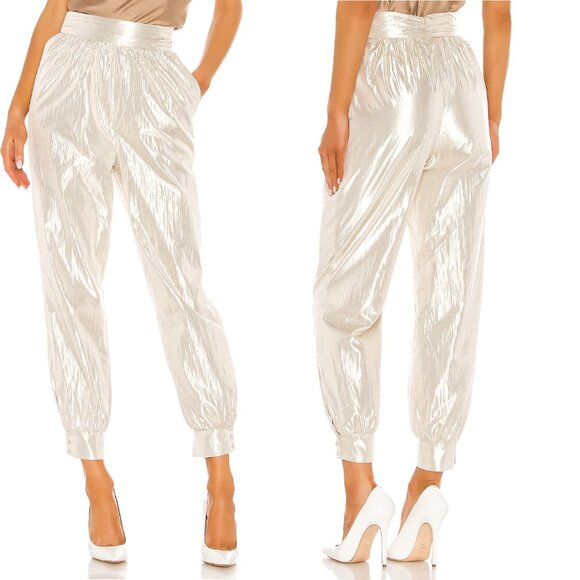 Lovers + Friends Pants - Lovers + Friends Alani Metallic Champaigne Pants Joggers Sz S